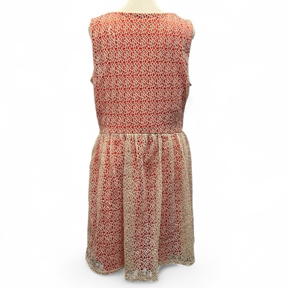Gianni Bini Size 13 Sleeveless Lace Dress – Ivory & Coral Embroidered Overlay - Picture 4 of 4